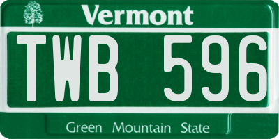 VT license plate TWB596