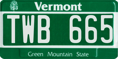 VT license plate TWB665