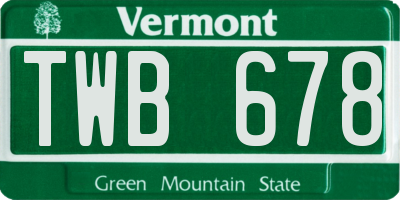 VT license plate TWB678
