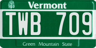 VT license plate TWB709