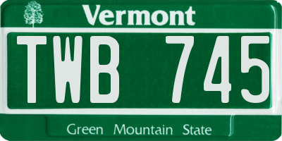 VT license plate TWB745