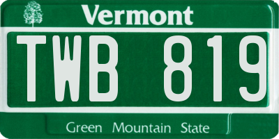 VT license plate TWB819