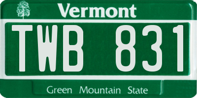 VT license plate TWB831