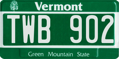 VT license plate TWB902