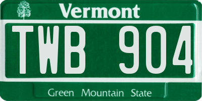VT license plate TWB904