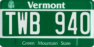 VT license plate TWB940
