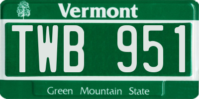 VT license plate TWB951