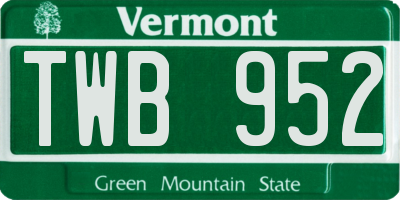 VT license plate TWB952