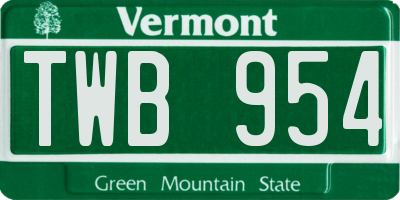 VT license plate TWB954