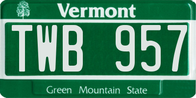 VT license plate TWB957