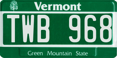 VT license plate TWB968