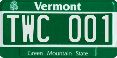 VT license plate TWC001