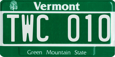 VT license plate TWC010