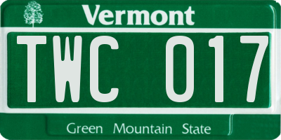 VT license plate TWC017