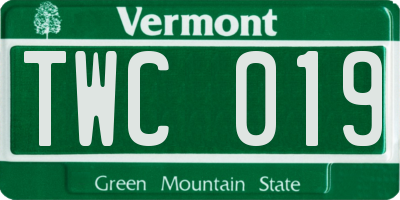 VT license plate TWC019