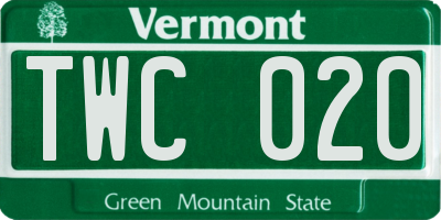 VT license plate TWC020