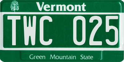 VT license plate TWC025