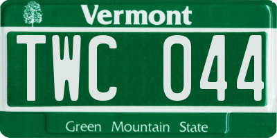 VT license plate TWC044