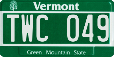 VT license plate TWC049