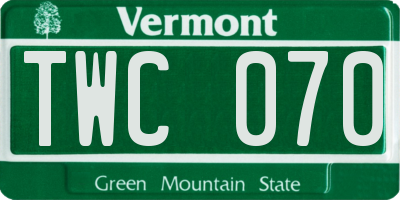 VT license plate TWC070