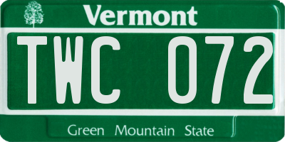 VT license plate TWC072
