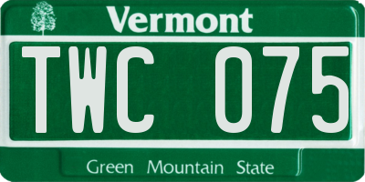 VT license plate TWC075