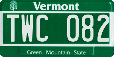 VT license plate TWC082