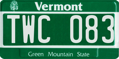 VT license plate TWC083