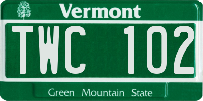 VT license plate TWC102