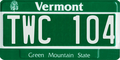 VT license plate TWC104