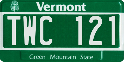 VT license plate TWC121