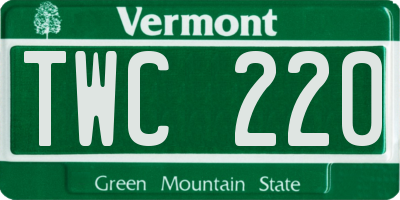 VT license plate TWC220