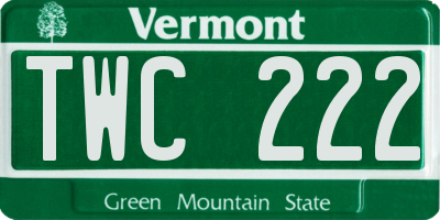 VT license plate TWC222