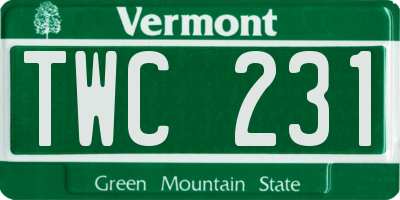VT license plate TWC231