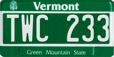 VT license plate TWC233