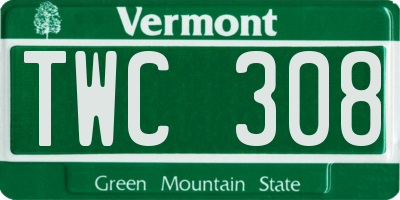 VT license plate TWC308