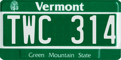 VT license plate TWC314