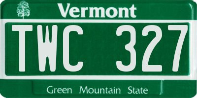 VT license plate TWC327