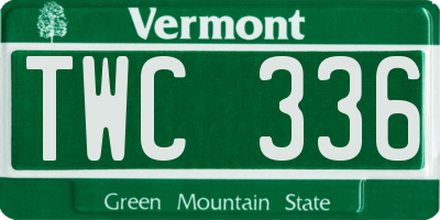VT license plate TWC336