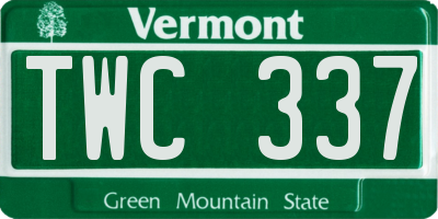 VT license plate TWC337