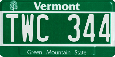 VT license plate TWC344