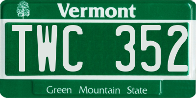 VT license plate TWC352
