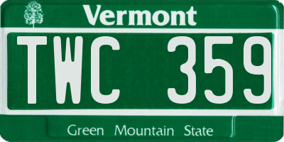 VT license plate TWC359