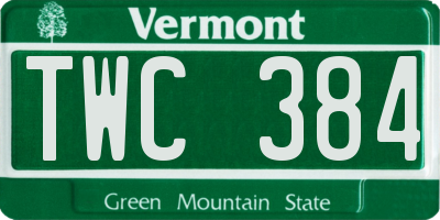VT license plate TWC384