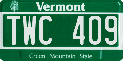 VT license plate TWC409