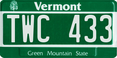 VT license plate TWC433