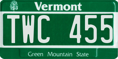 VT license plate TWC455
