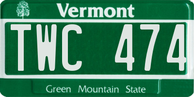 VT license plate TWC474