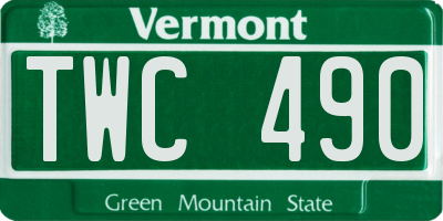 VT license plate TWC490