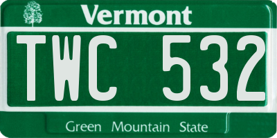 VT license plate TWC532